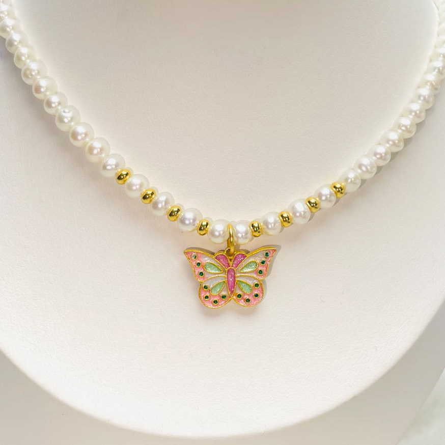 【618钜惠】足金999镶嵌夏日必备淡水珍珠项链3.96-4.65克净金