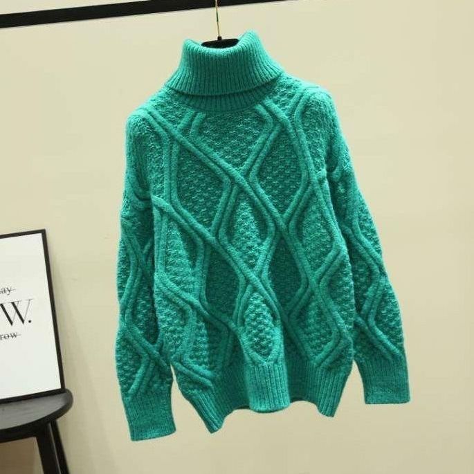 高领厚毛衣加绒秋冬加厚女士宽松2023新款韩版保暖毛线针织打底潮