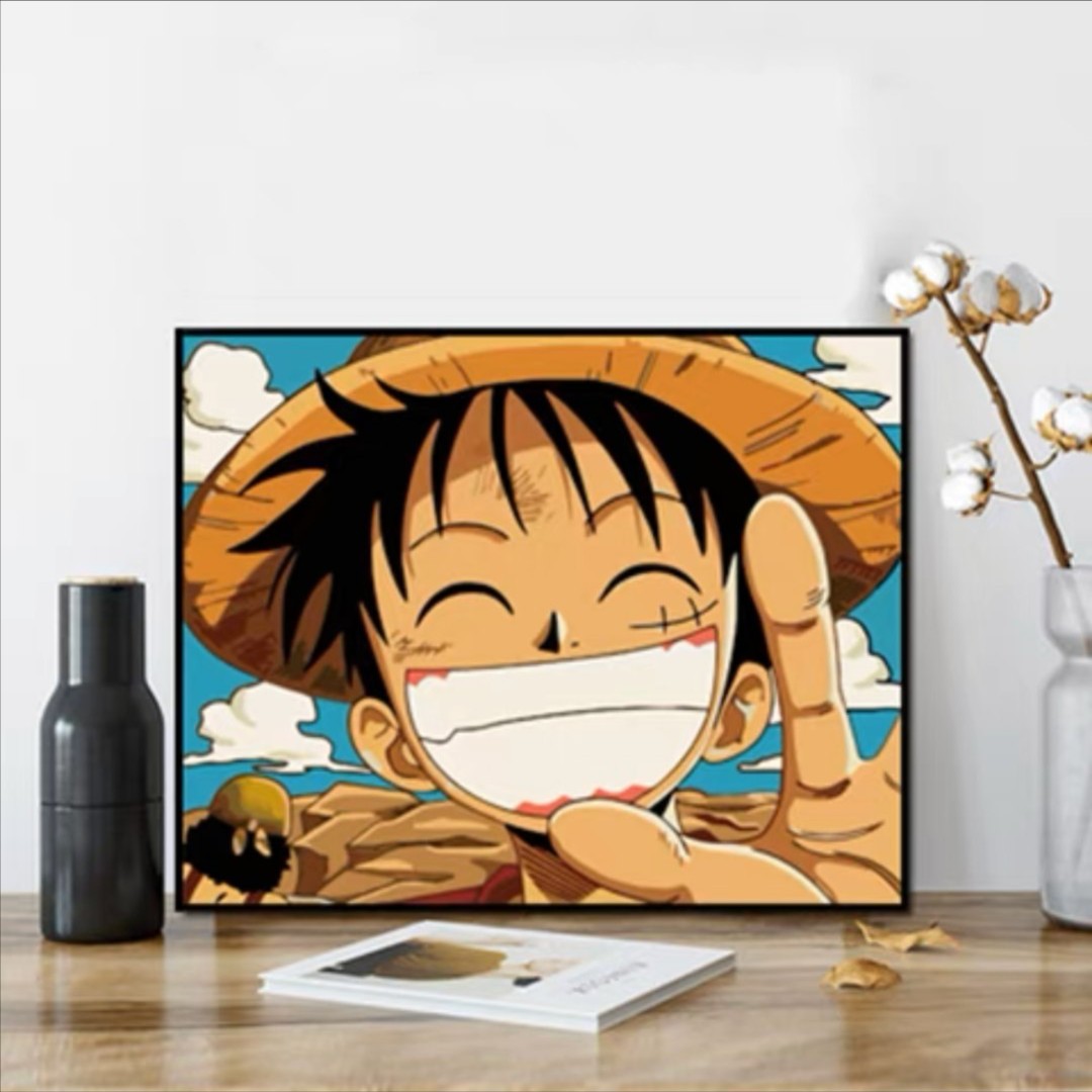 （真心易画）diy数字油画客厅动漫海贼王填色油彩装饰画大头路飞