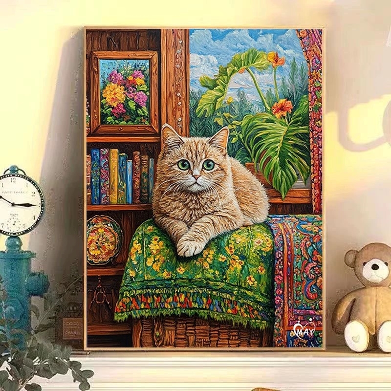 马蒂斯的喵|数字油画diy真心遮盖六代颜料填色手绘礼物油彩装饰画