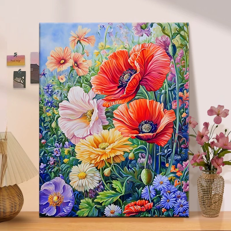 缤纷蝴蝶花|数字油画diy真心遮盖六代颜料填色手绘礼物油彩装饰画