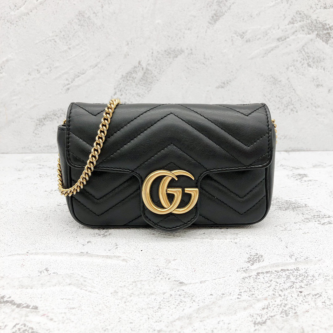 95新 GUCCI/古驰 Gucci黑金mini马蒙斜挎包23120130-01