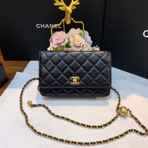 95新 Chanel/香奈儿 Chanel 黑金金球woc斜挎包 25010032-02
