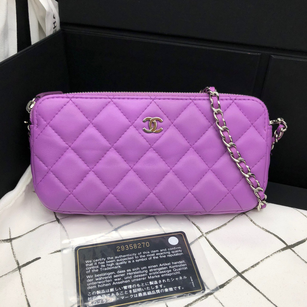 95新 Chanel/香奈儿 Chanel紫色手机包24010173-01