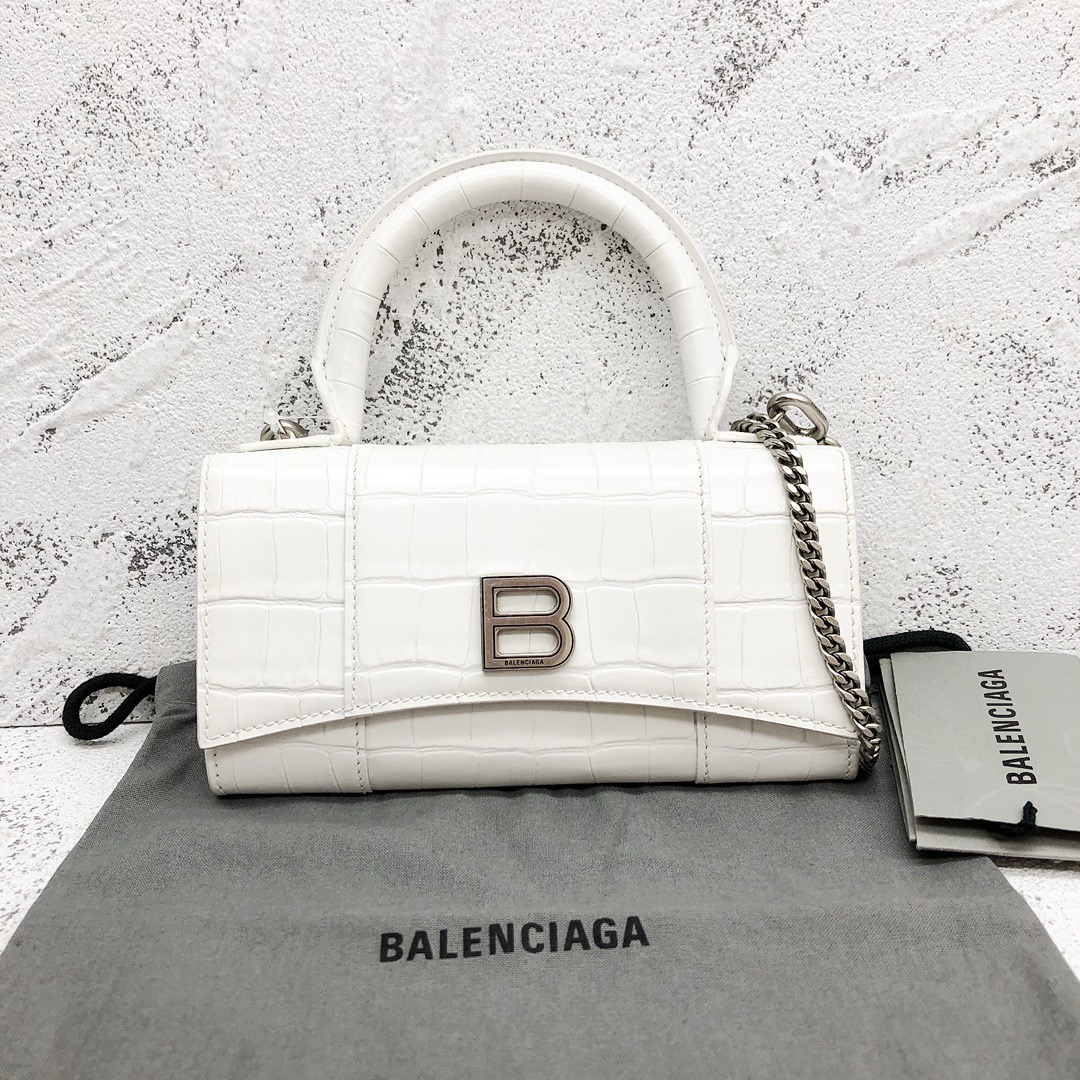 95新 Balenciaga/巴黎世家 巴黎世家白色压纹mini沙漏24010015-01