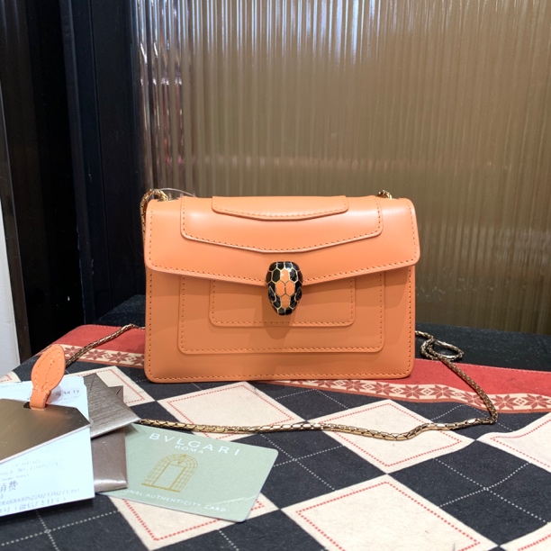 95新 BVLGARI/宝格丽 宝格丽橙色小号新款蛇头包 24100055-08