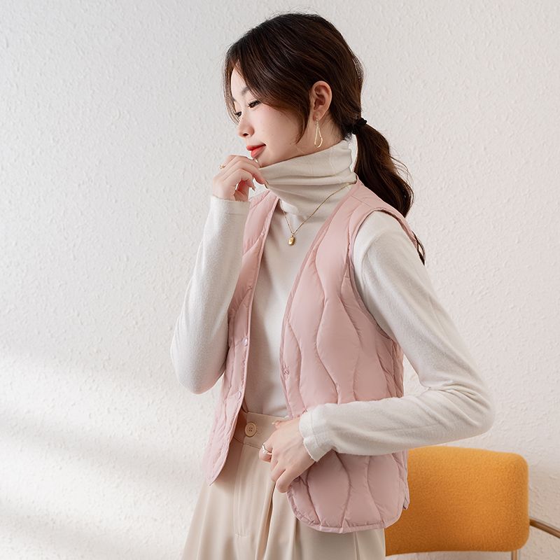 2023羽绒服内胆女大衣内搭轻薄保暖背心打底贴身V领贴身马