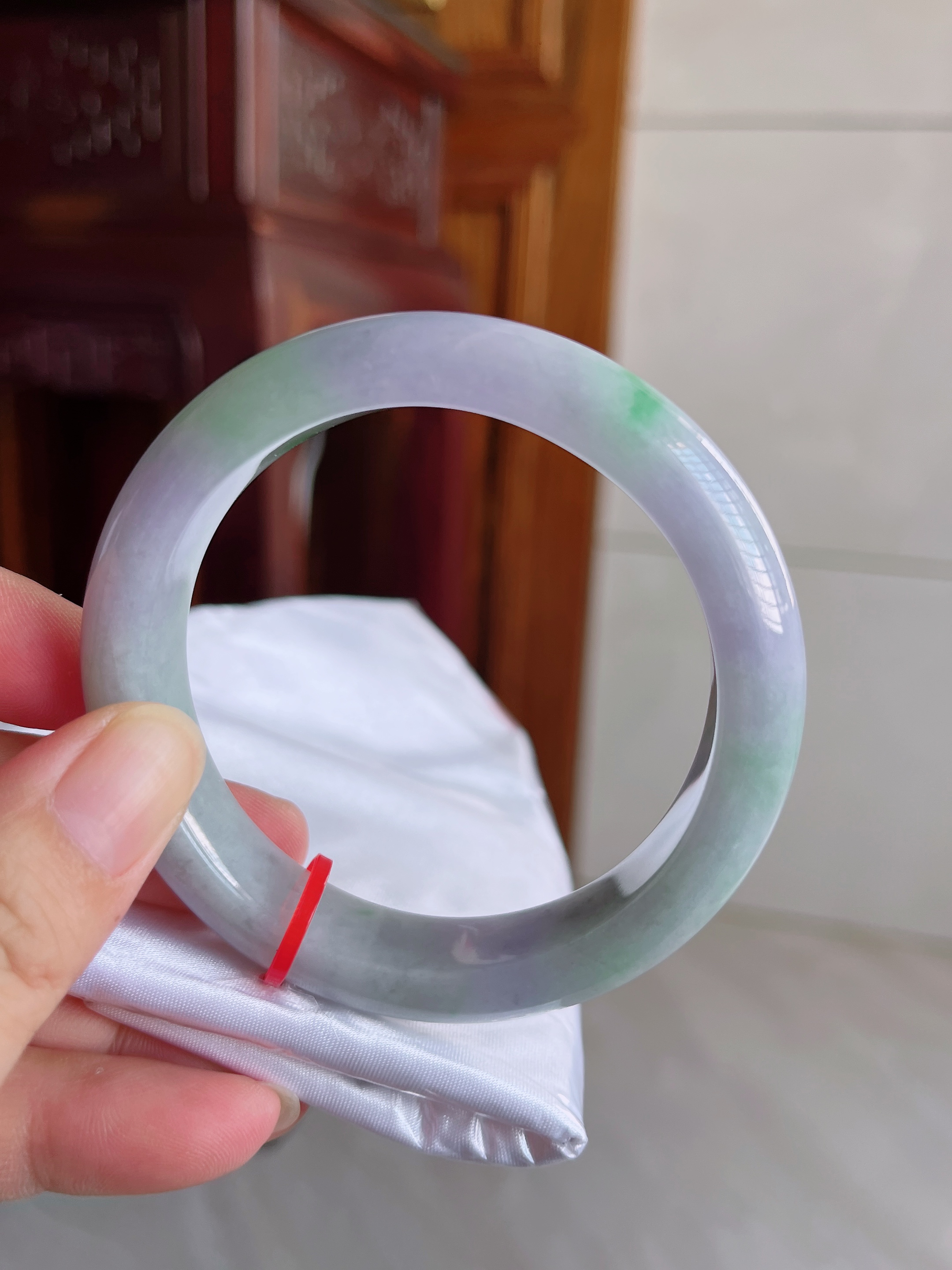 59-60圈春彩飘阳绿翡翠手镯紫罗兰玉镯平安镯