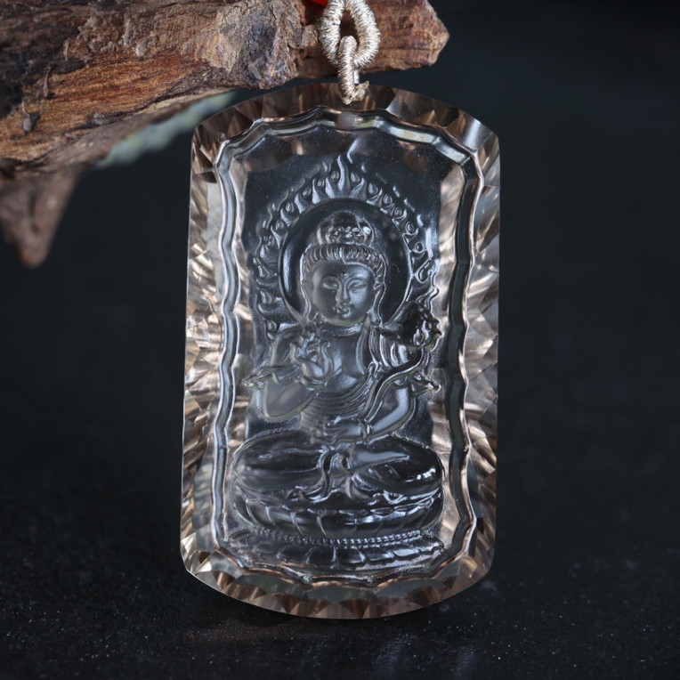 单品。天然水晶茶晶大势至菩萨吊坠牌子挂件生肖马守护神本命佛男