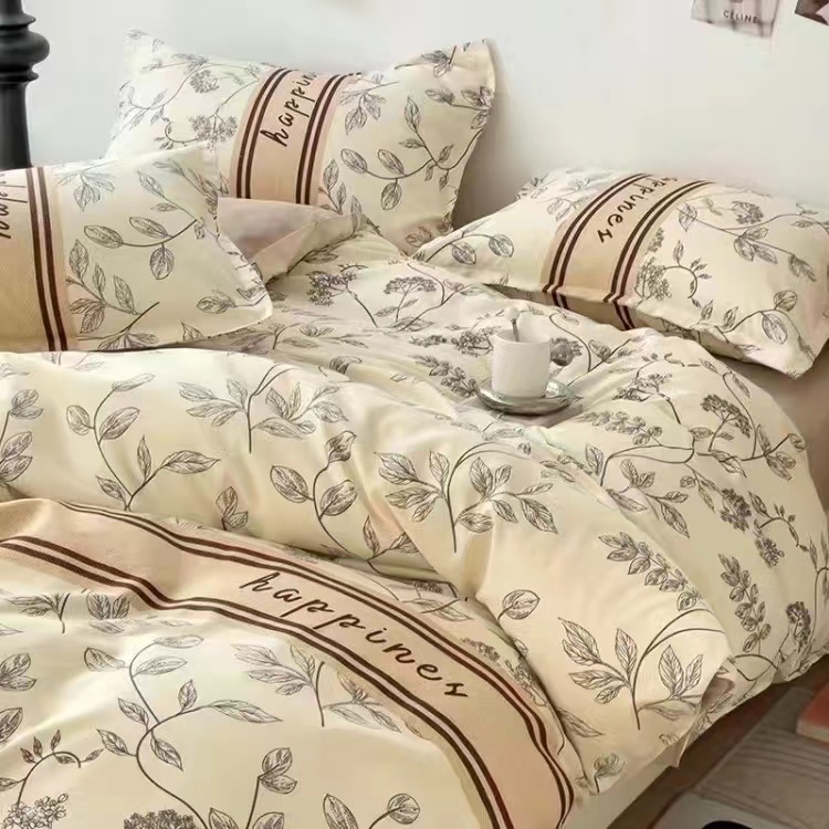 【四季通用】小清新款加厚磨毛斜纹印花四件套单人学生三件套