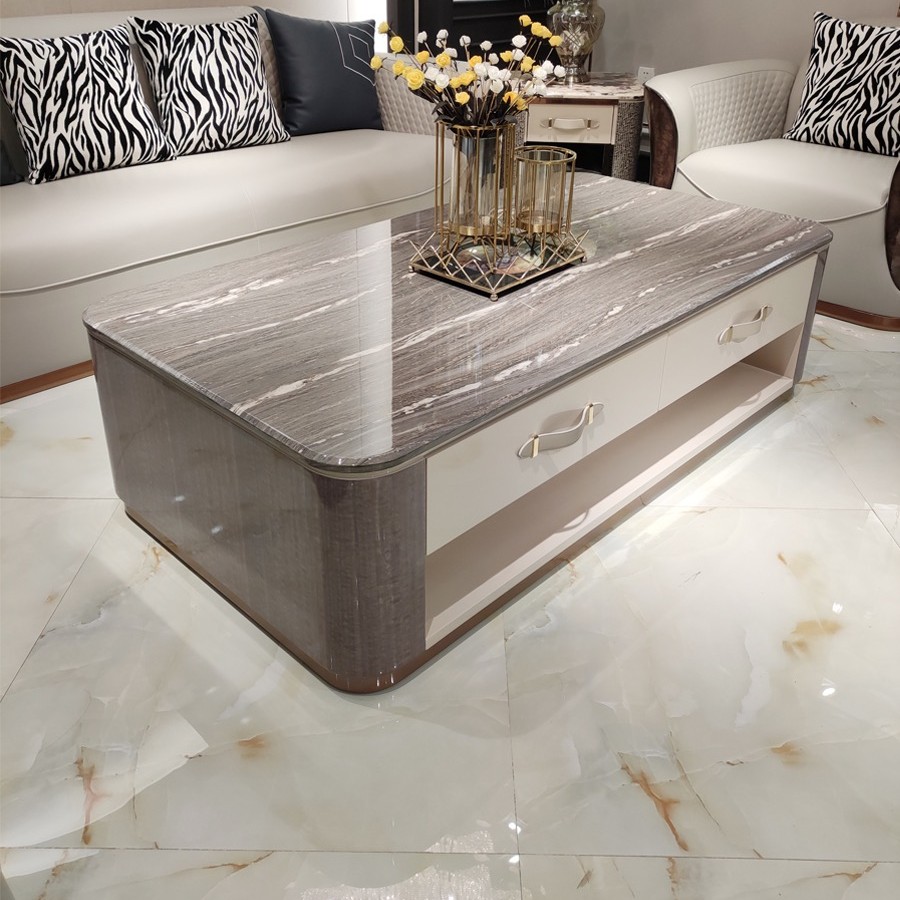 意式轻奢豪宅家具蓝金沙大理石茶几别墅大平层高端家具