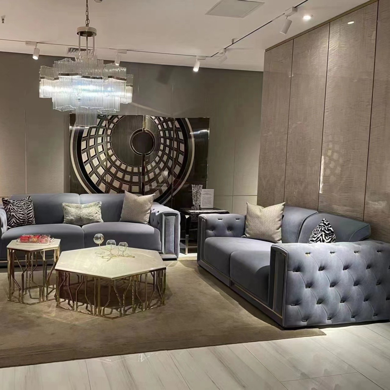 意式轻奢后现代真皮沙发简约组合客厅实木家具别墅大户型高端定制