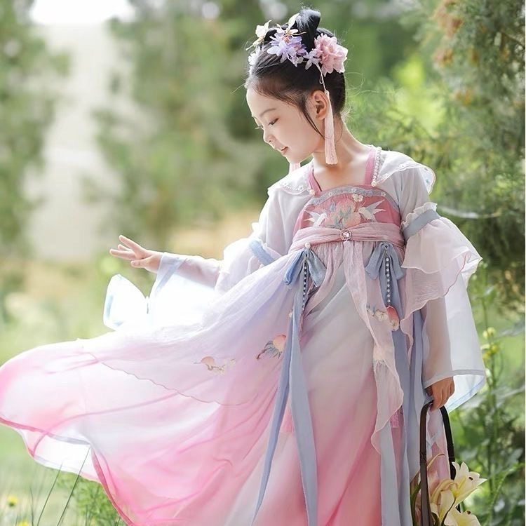 MMTT15【初桃】汉服女童夏季2024新款儿童中国春夏超仙唐装连衣裙