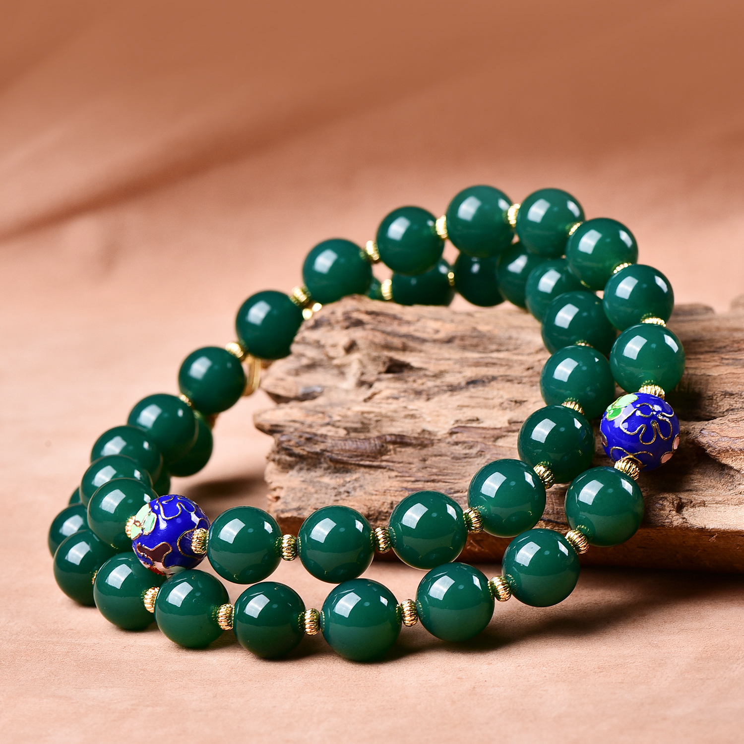 无暇天然绿玛瑙玉髓圆珠项链翠绿通透妈妈款礼物 L520—多样性发