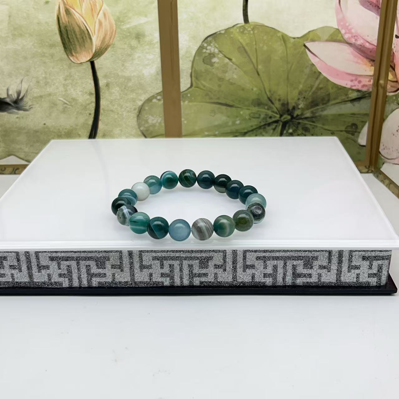 天然蚕丝蓝玛瑙手串 D214—多样性发