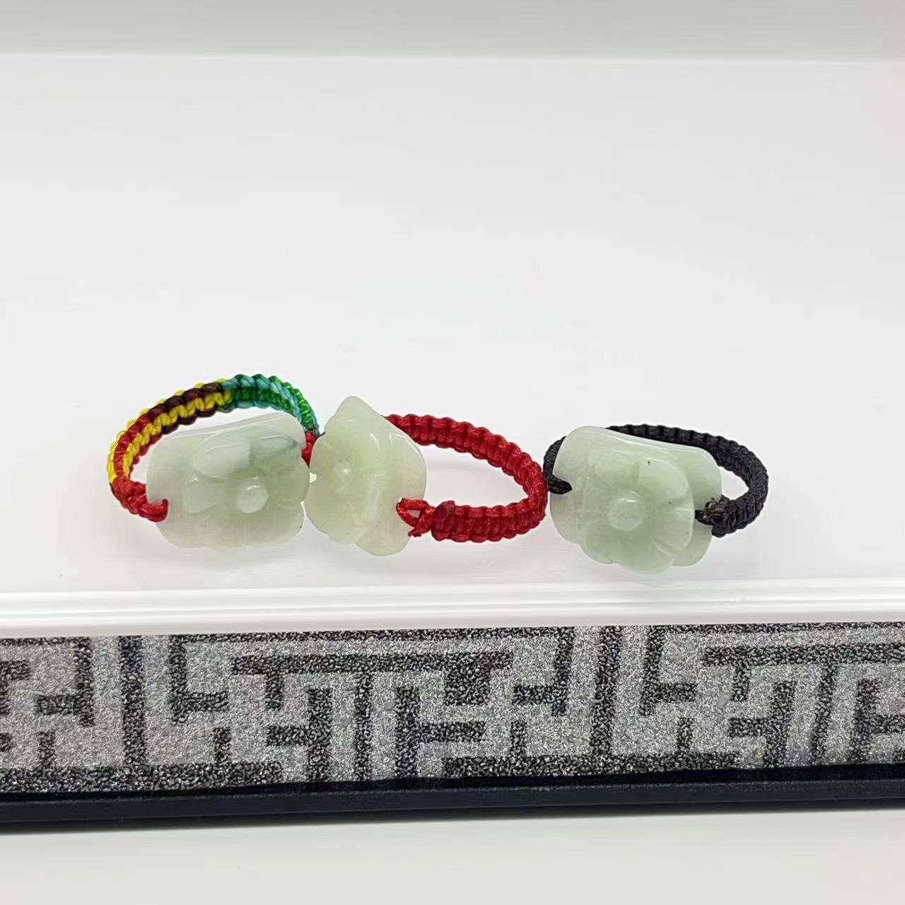 天然缅甸a货翡翠手工编织玫瑰花戒指 XC028—多样性发一件