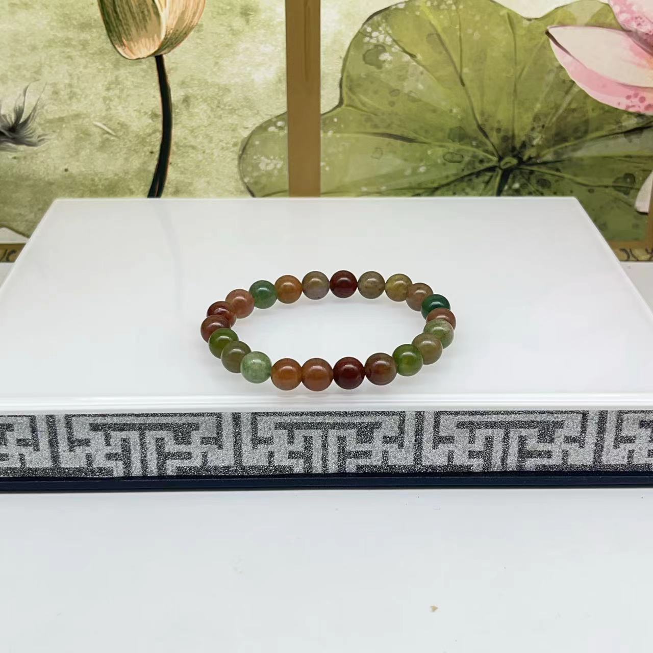 天然印度水草甘文草玛瑙手串 D025—多样性发