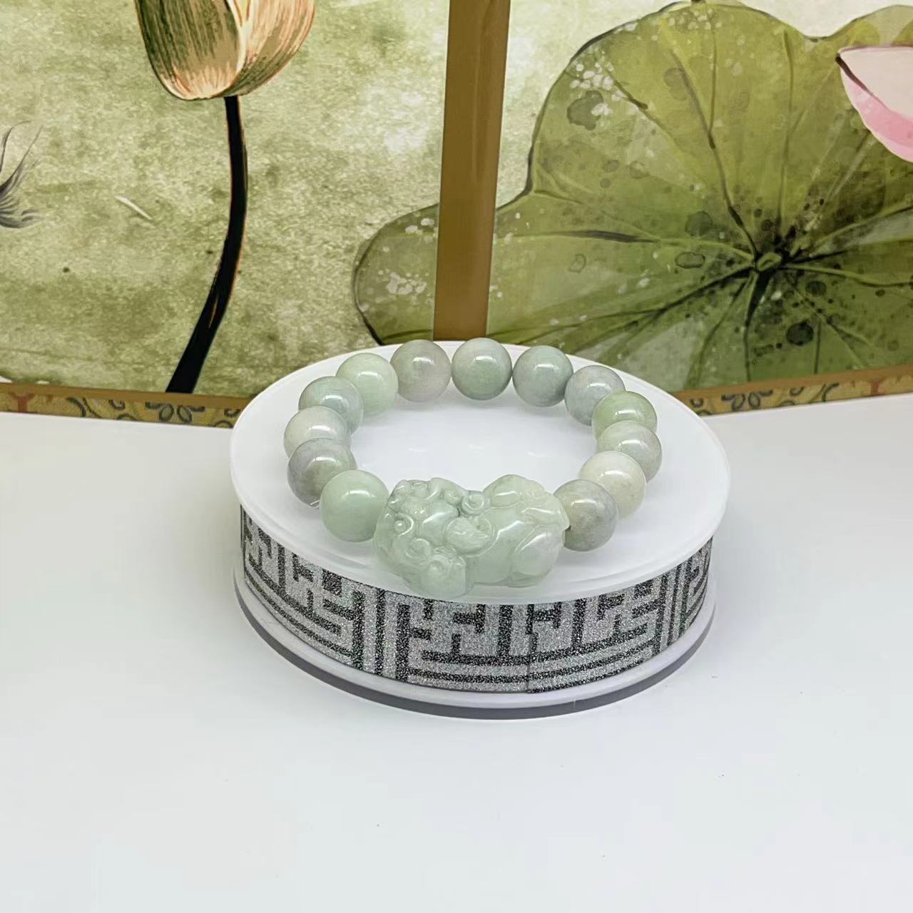 瑕疵处理天然缅甸a货翡翠貔貅手串 XC118—多样性发