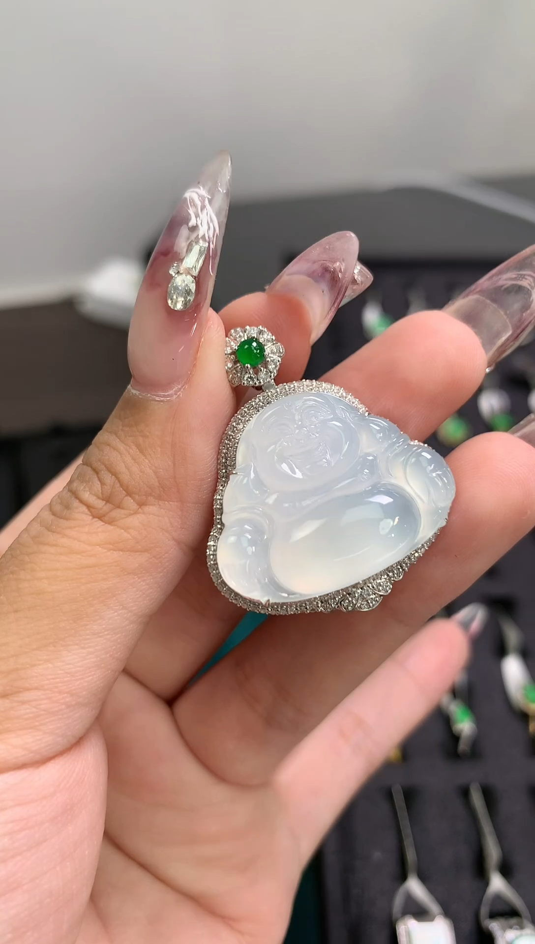 【闪购商品】翡翠颈饰18K金镶嵌佛公