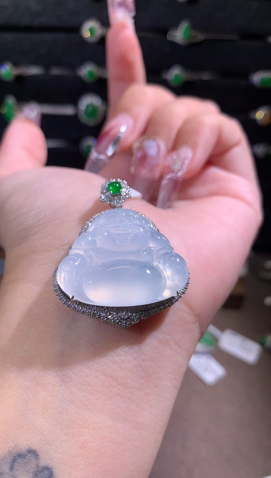 【闪购商品】翡翠颈饰18K金镶嵌佛公