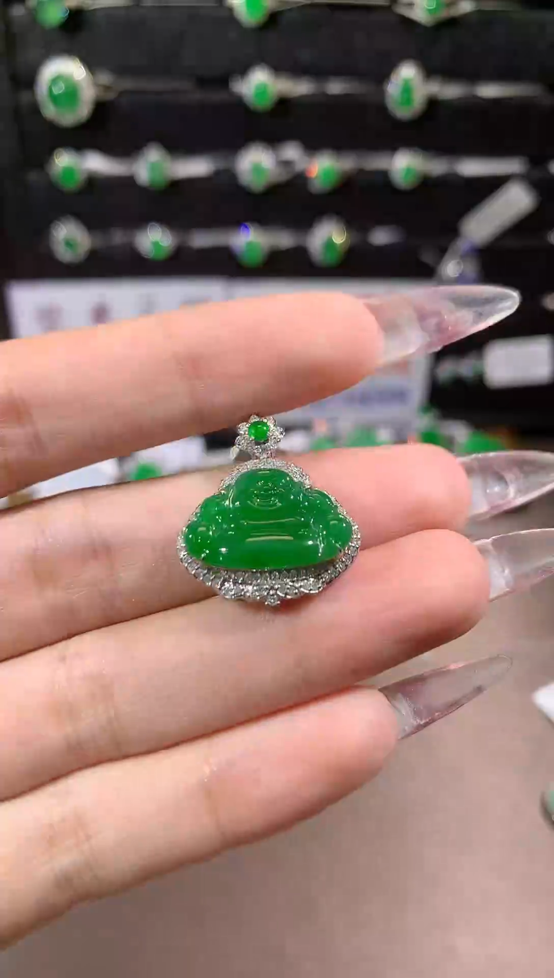 【闪购商品】翡翠颈饰18K金镶嵌佛公