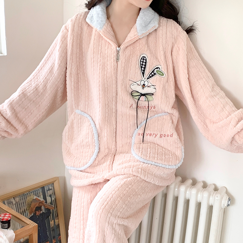 【秋冬-法兰绒】月子服加绒加厚产后哺乳11-12-1-2-3月孕妇睡衣套装