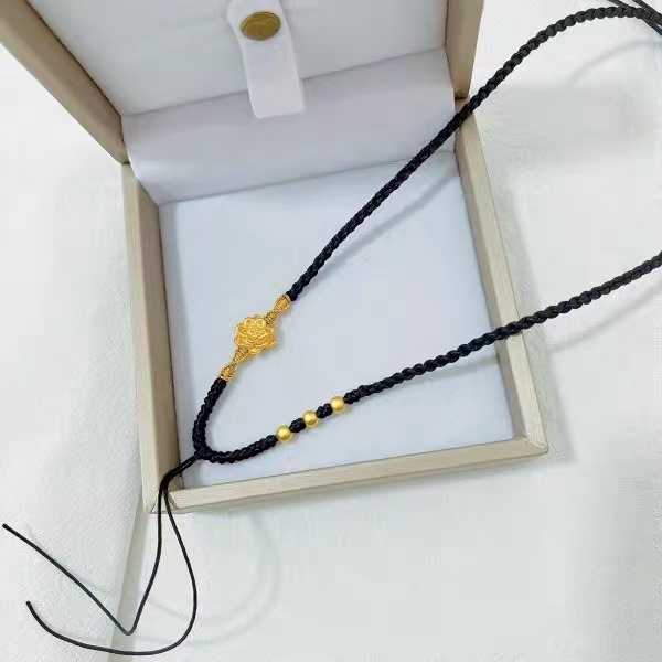 合金布艺项链 莲花绳毛衣链