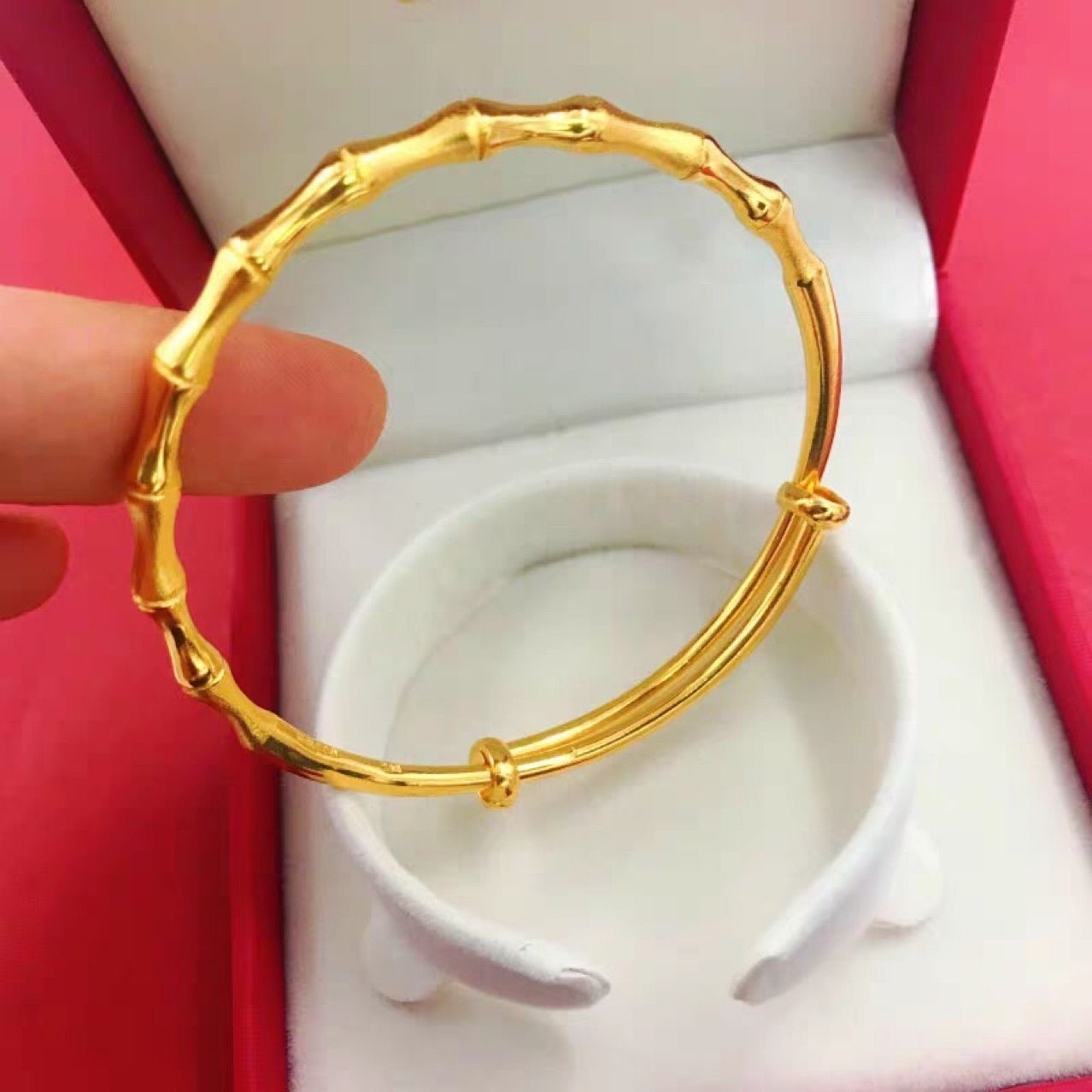 合金手镯 节节高手镯竹节推拉手镯婚庆富贵竹子手饰品