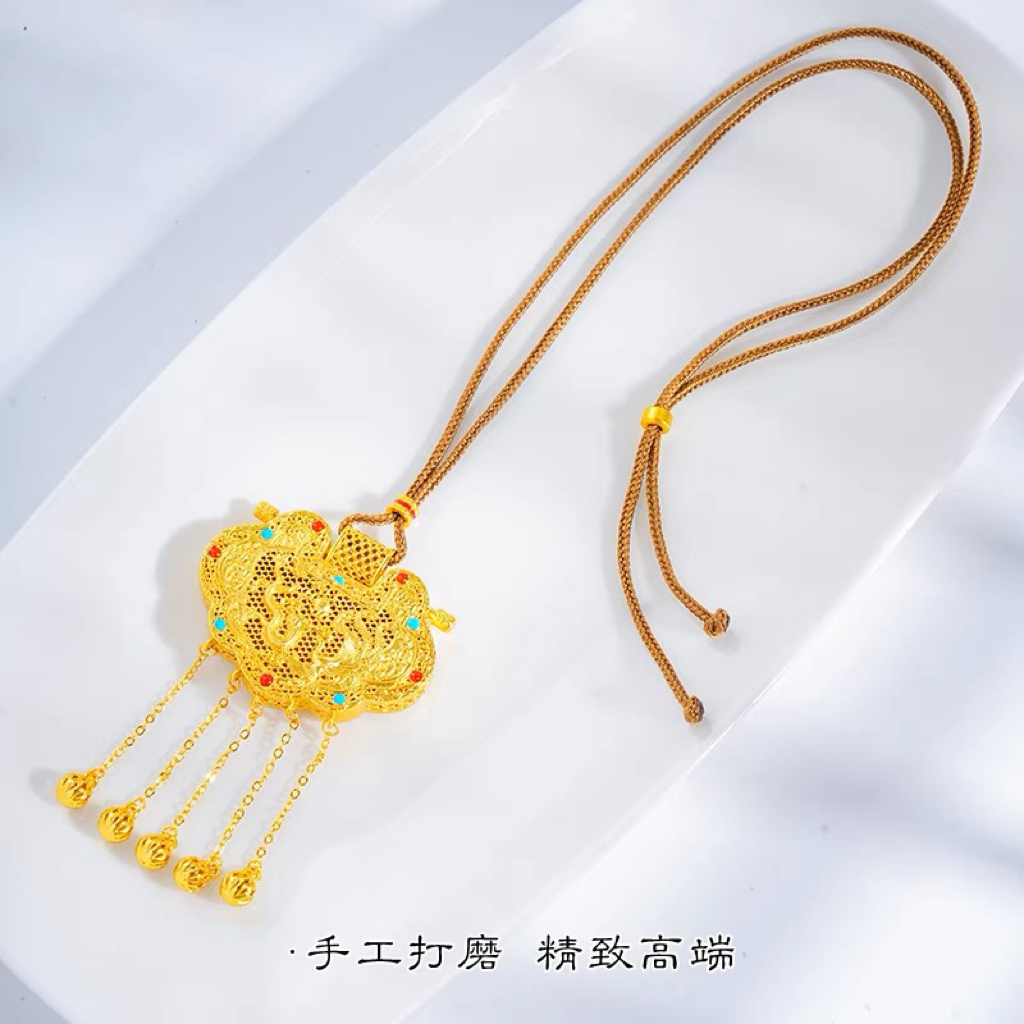 合金布艺项链 精工天子门生锁包古法花丝镶嵌项链龙凤呈祥毛衣链