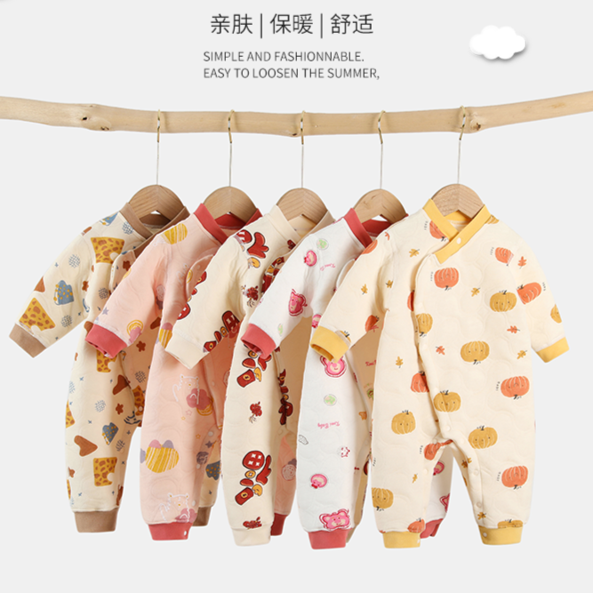 婴儿厚儿童新生儿纯棉冬季保暖连体衣宝宝亲肤加厚哈衣秋冬季衣服