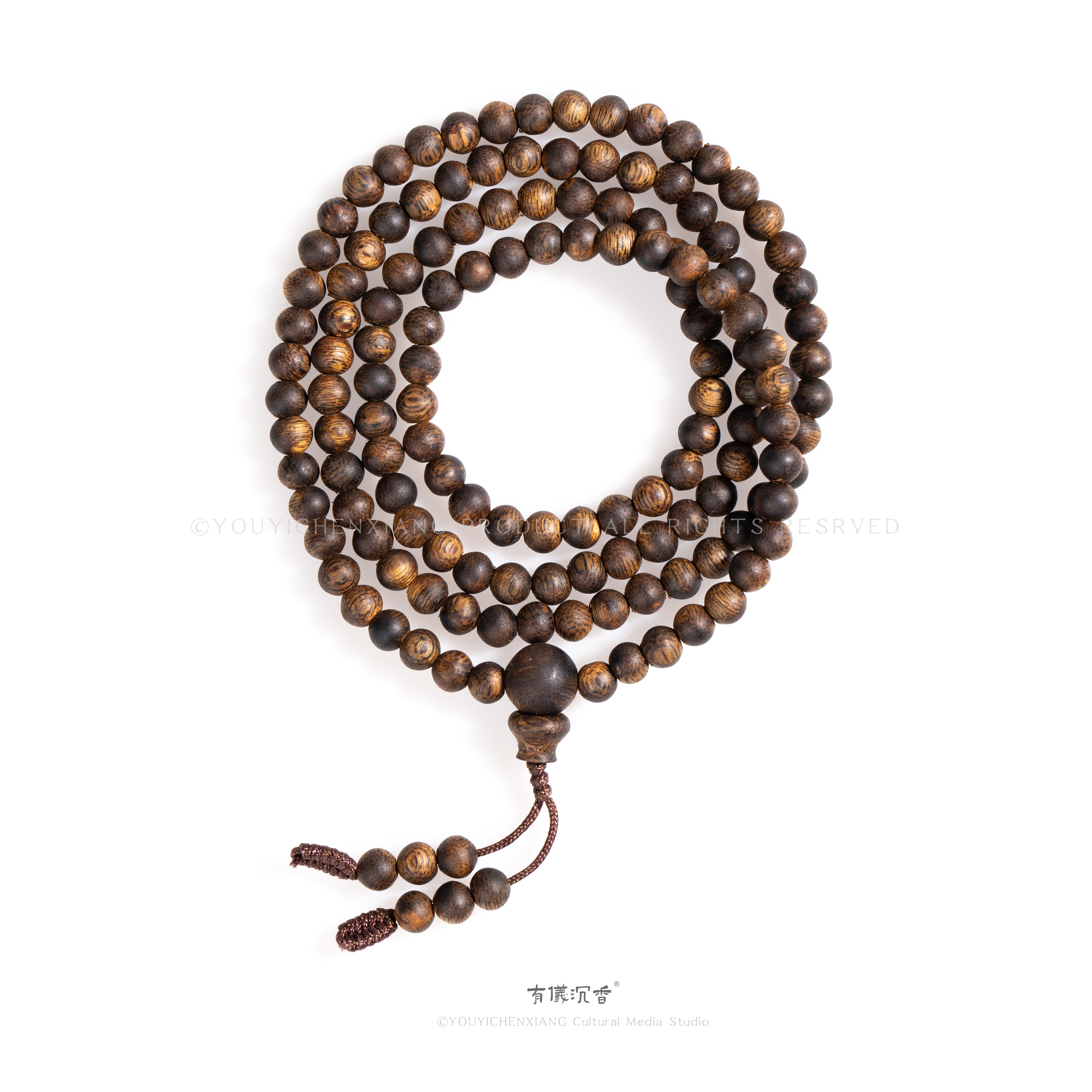 沉香女生必拍尖峰岭5mm满结油绿奇楠多圈圆珠