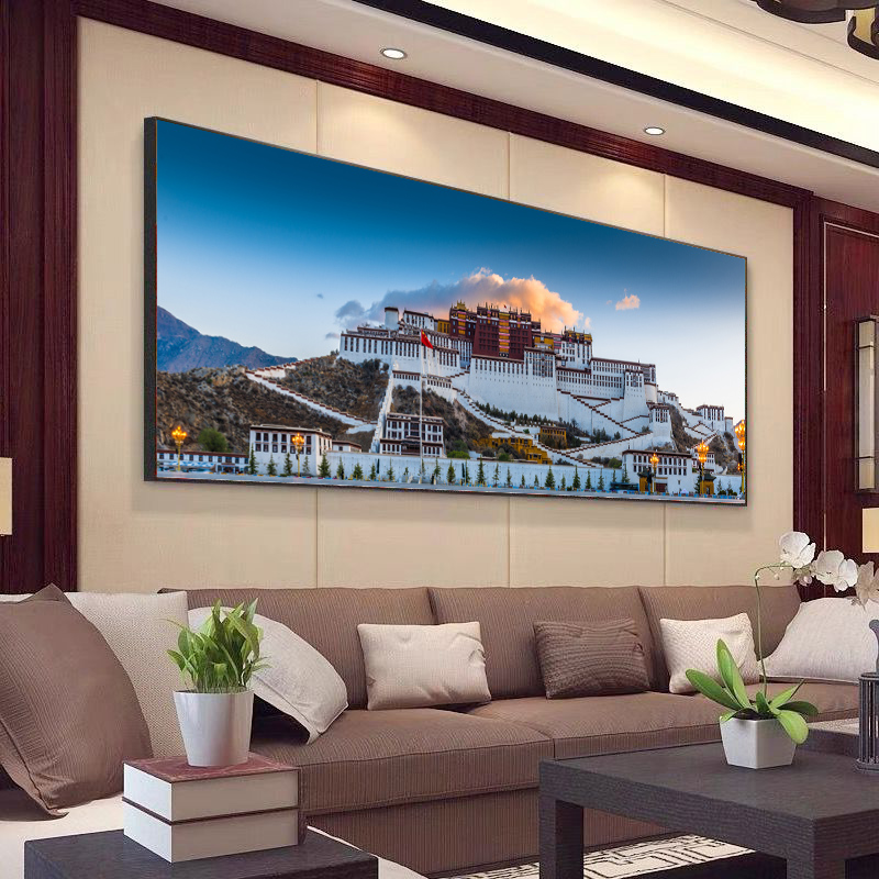 【西藏布拉达宫】大气轻奢横幅定制沙发装饰画画面镶钻画晶瓷画客厅