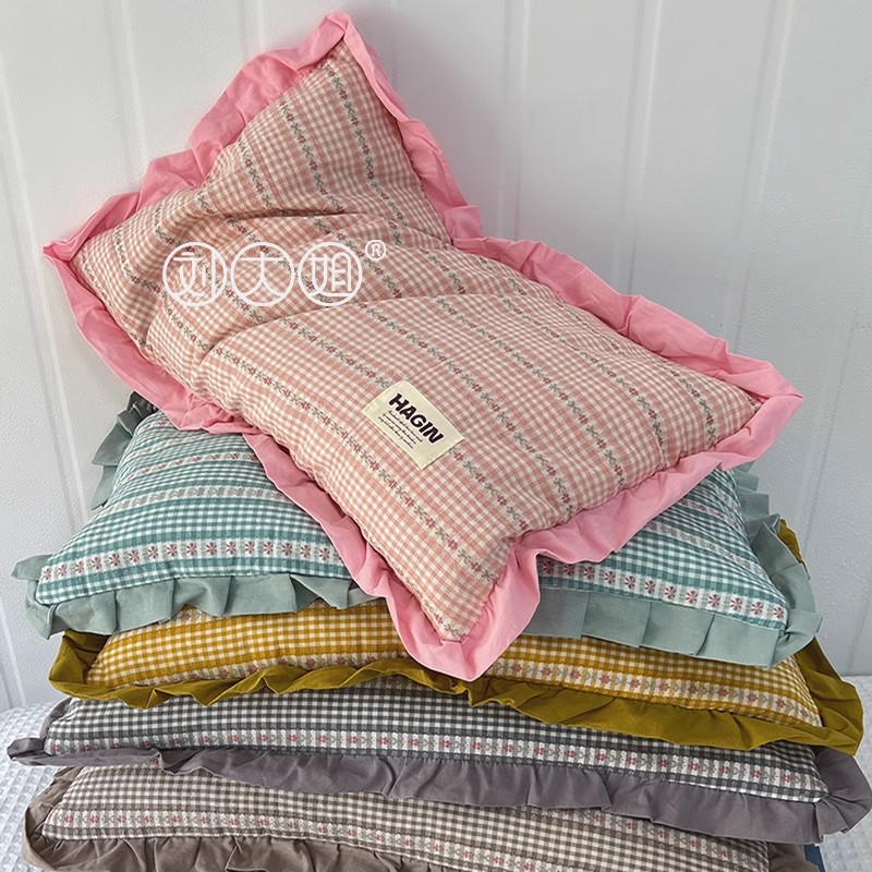 纯棉花边荞麦壳儿童枕枕芯单人枕头成人护颈椎助睡眠可拆洗