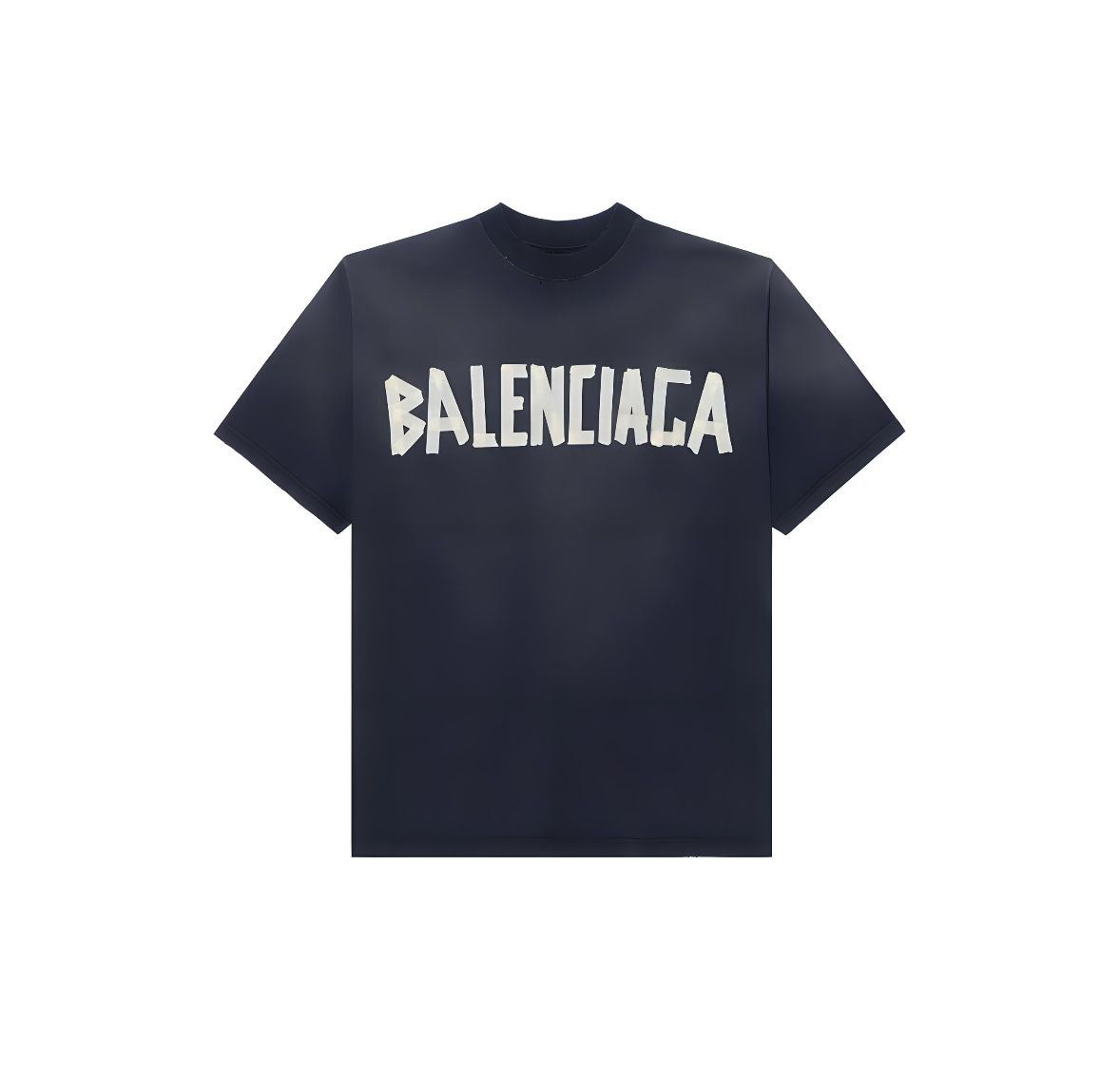 全新未使用 Balenciaga/巴黎世家 黑色做旧胶带休闲圆领宽松短袖