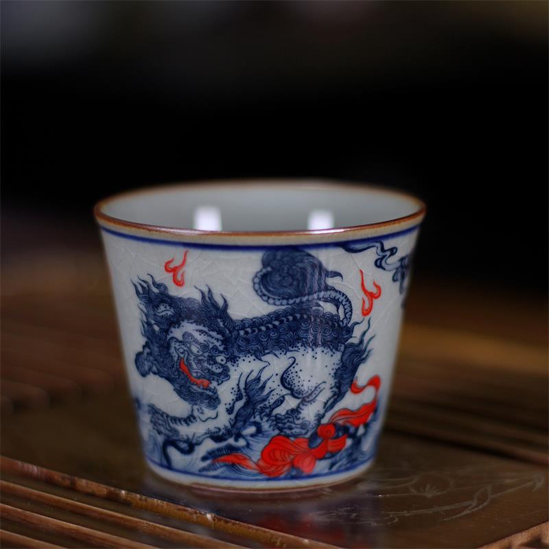【到手一盒】景德镇高温手工茶具老陶泥开片诗文主人可乐杯