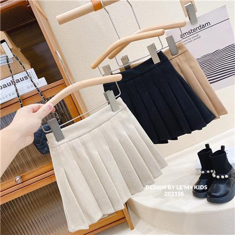 童装2023儿童新品女童欧范儿好版型洋气立体剪裁毛呢百褶裙短裙潮