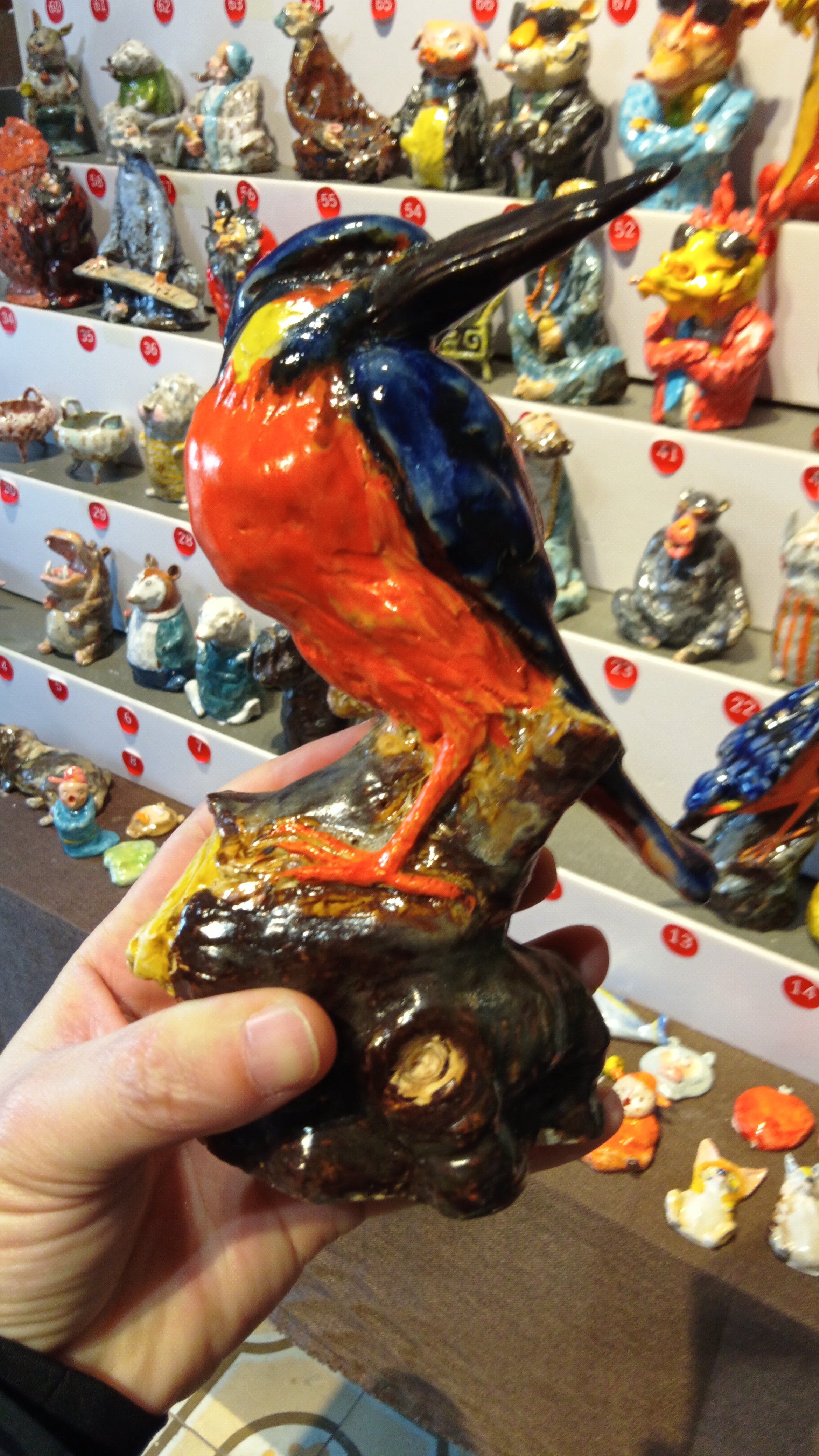 翠鸟摆件创意陶瓷纯手工制作