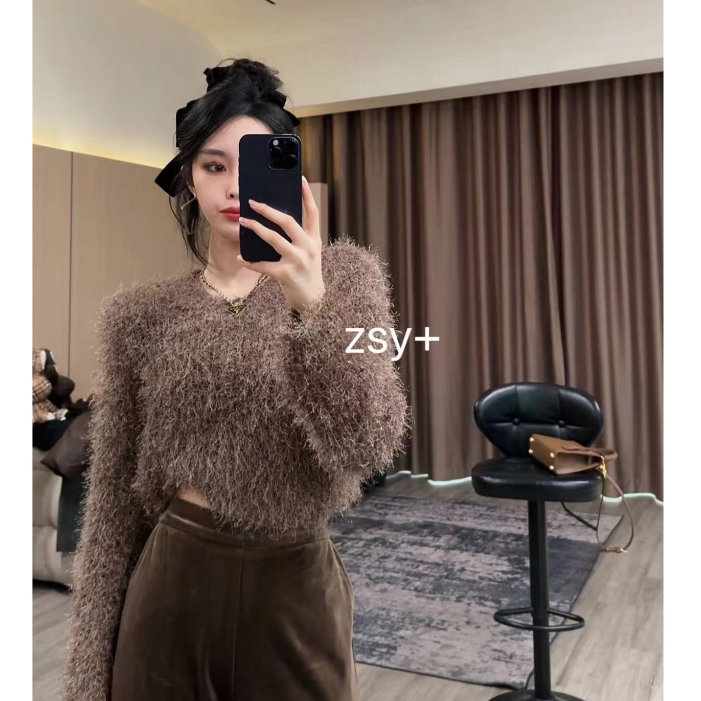 【舒雅推荐】重工柔软垫肩毛绒绒毛衣DY#191