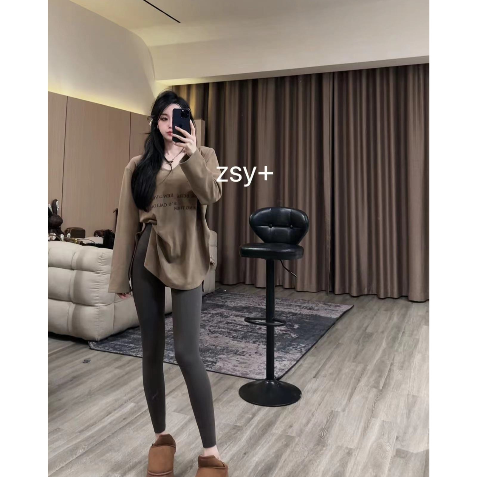 【舒雅推荐】怒推自留弹力蛋白加绒瑜伽裤DY#7508