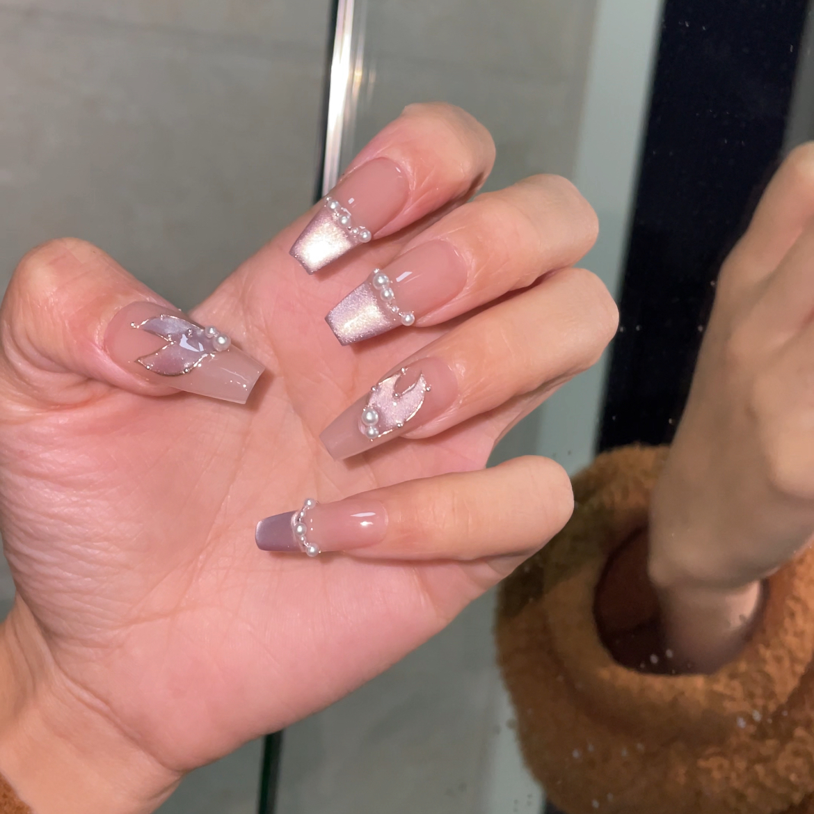 紫色猫眼款纯手工穿戴甲