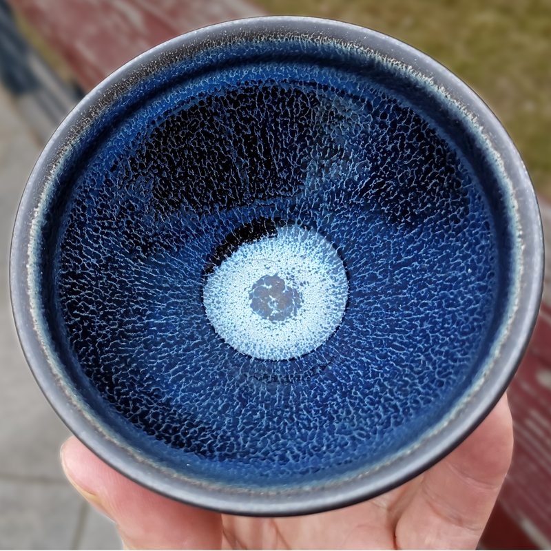 建盏蓝麒麟茶盏主人杯陶瓷黑瓷建窑建阳复古风茶碗铁胎原矿釉茶杯
