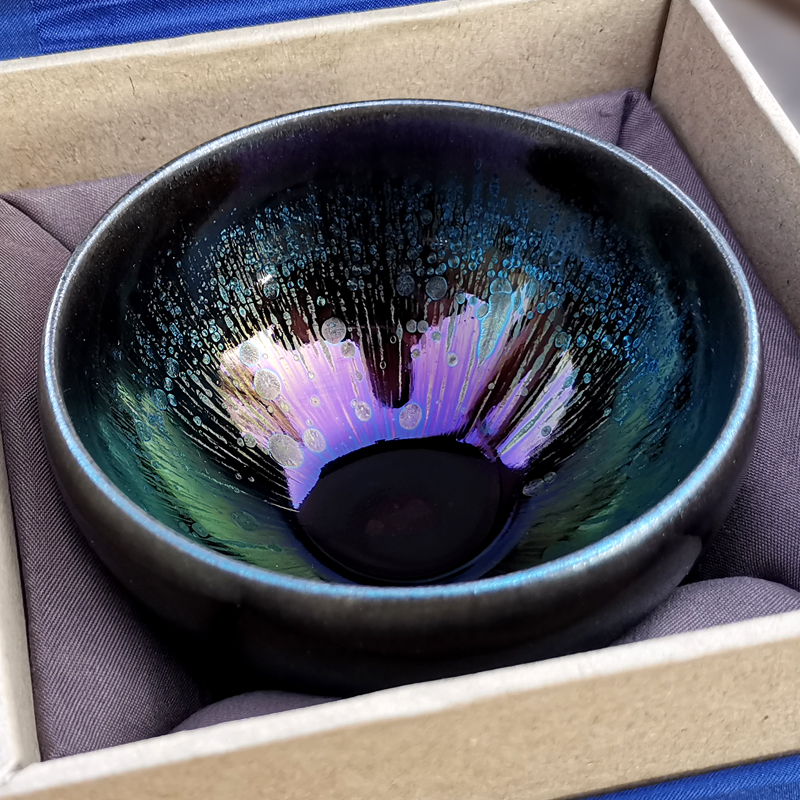 建盏七彩耀变茶盏主人杯陶瓷黑瓷建窑建阳复古茶碗铁胎原矿釉茶杯