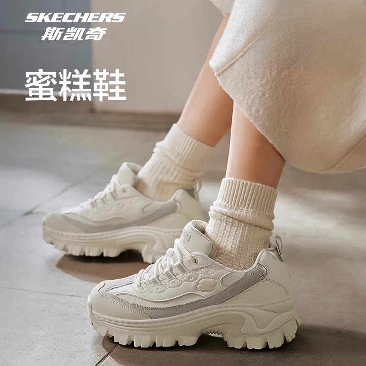 斯凯奇蜜糕鞋女鞋女款爆款厚底增高老爹鞋时尚健身操运动鞋177233
