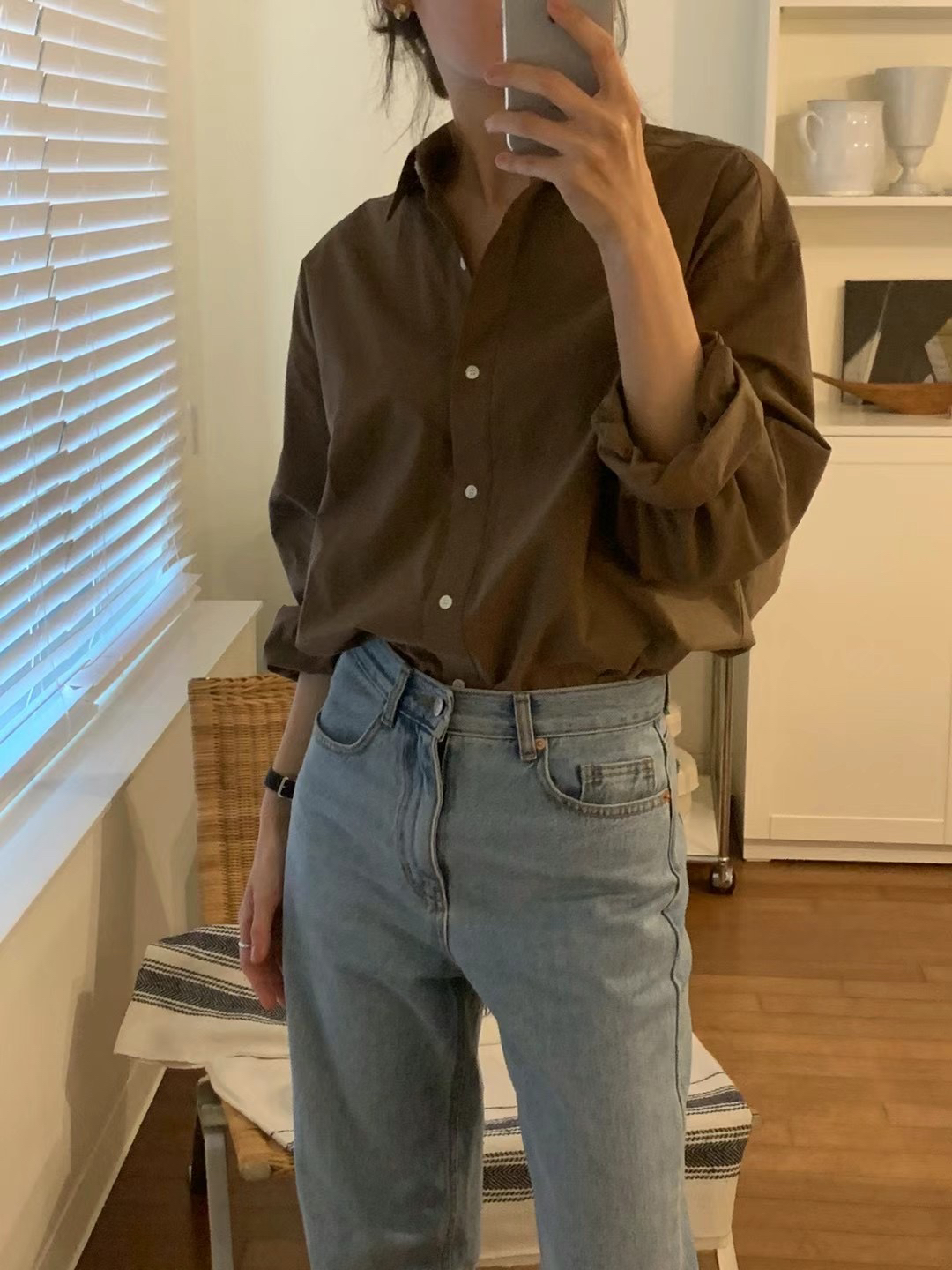 东大门ounce24秋冬新款浅色牛仔裤