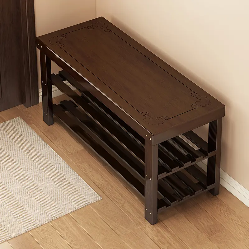 换鞋凳门口家用鞋柜坐凳一体入户穿鞋凳进门可坐楠竹鞋架长条凳子