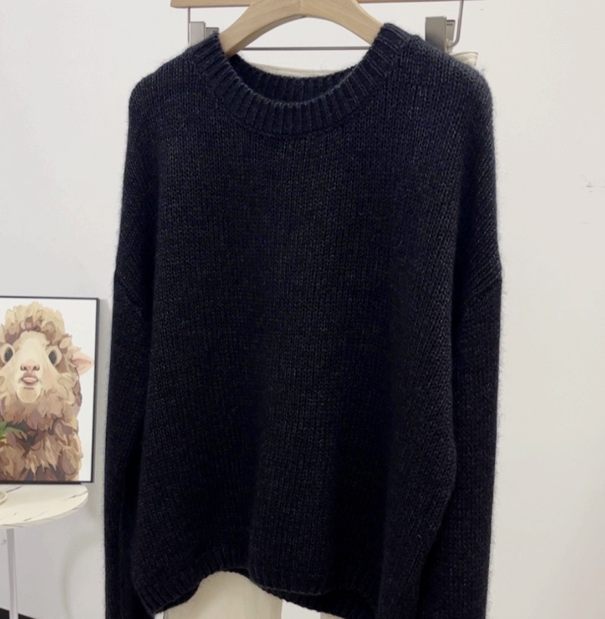 【希茵定制】秋冬圆领简约风宽松慵懒外穿时尚气质百搭长袖女609