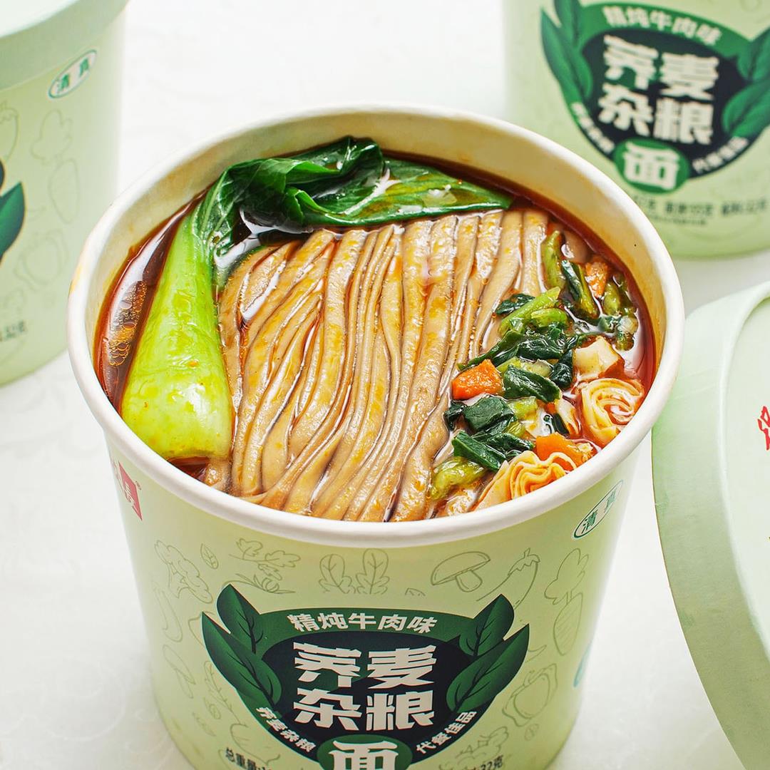 荞麦杂粮面冲泡速食免煮非油炸面荞麦杂粮宽面葱0g