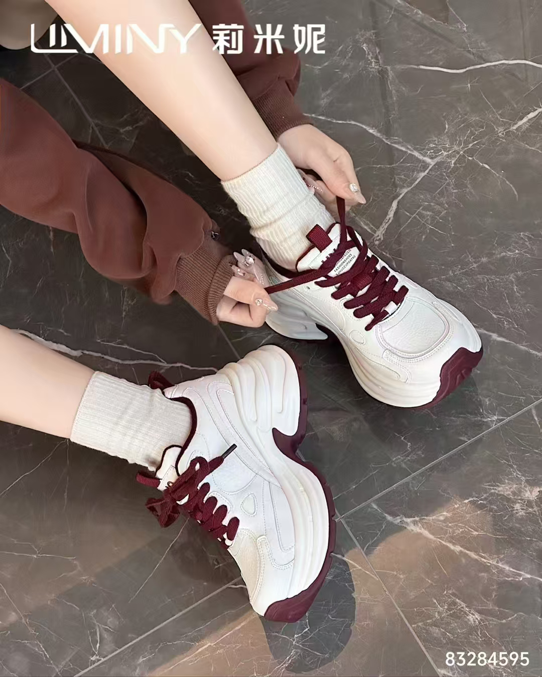 加绒厚底老爹鞋增高轻便百搭时尚休闲鞋白色