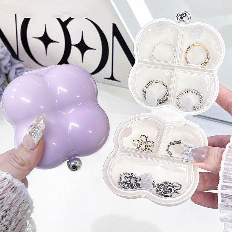 便携首饰收纳盒药盒精致可爱便携耳钉手链收纳迷你防尘分格分装