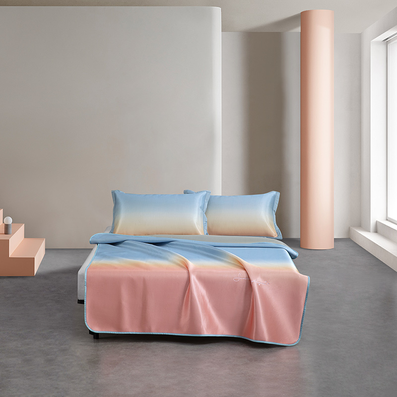 水星家纺 品牌炫彩青春ins床护垫夏季印花冰丝席小众床品学生凉席